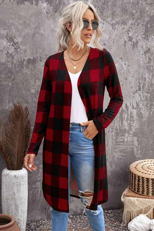 Print Colorblock Long Cardigan